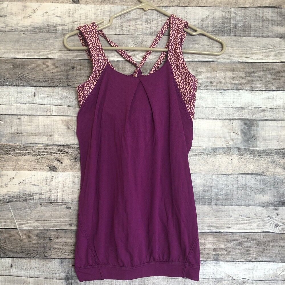 Lululemon Nouveau Limits Tank Regal Plum Miss Mosaic Peach Fuzz size 6